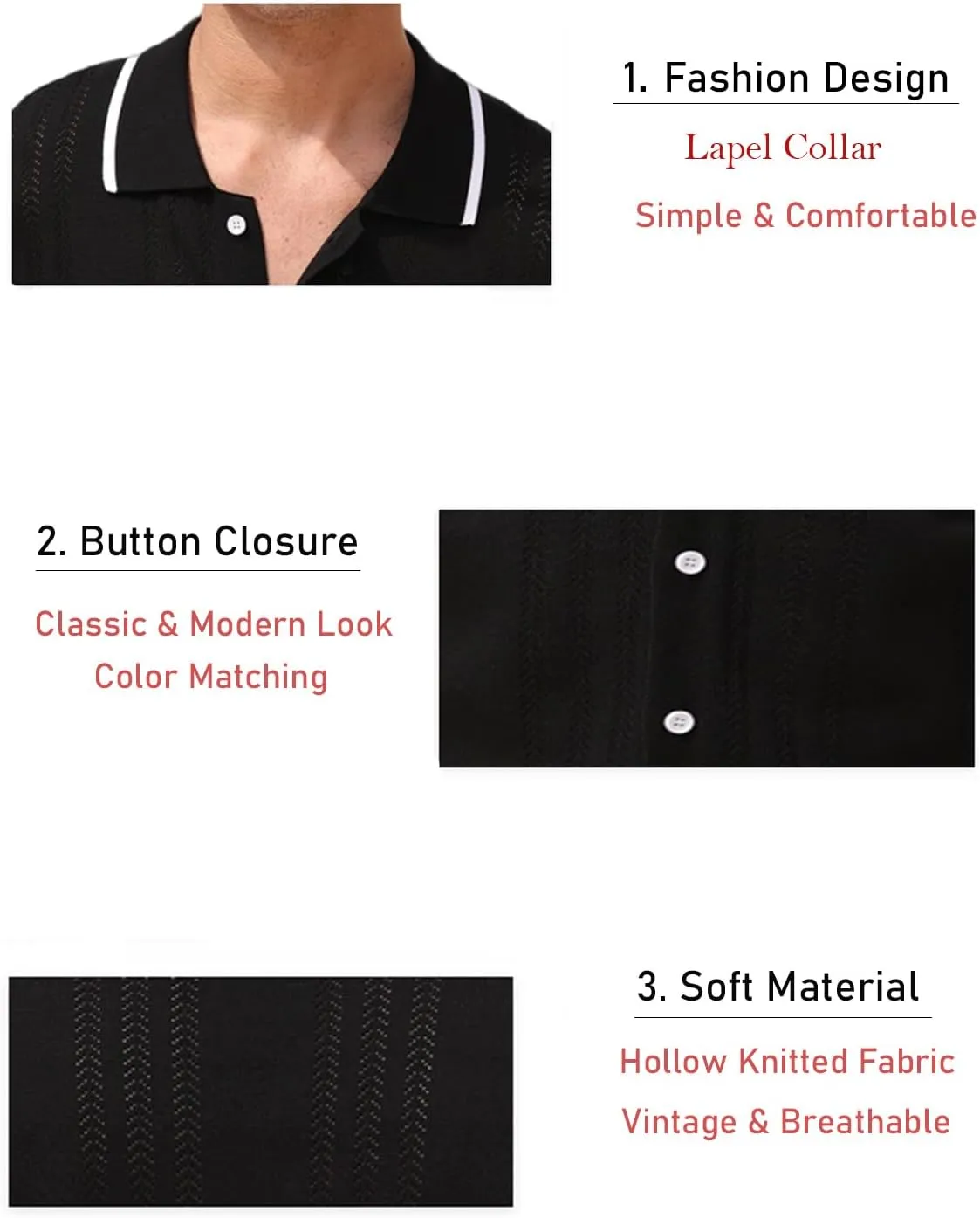 2025 New Men's Knit Button Down Shirt Vintage Short Sleeve Polo Shirts Summer Casual Beach Tops S-3XL