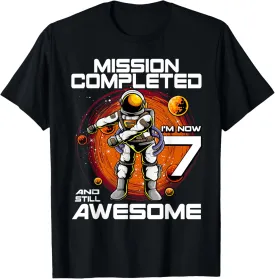 7th Birthday Astronaut 7 Years Old Outer Space Birthday T-Shirt