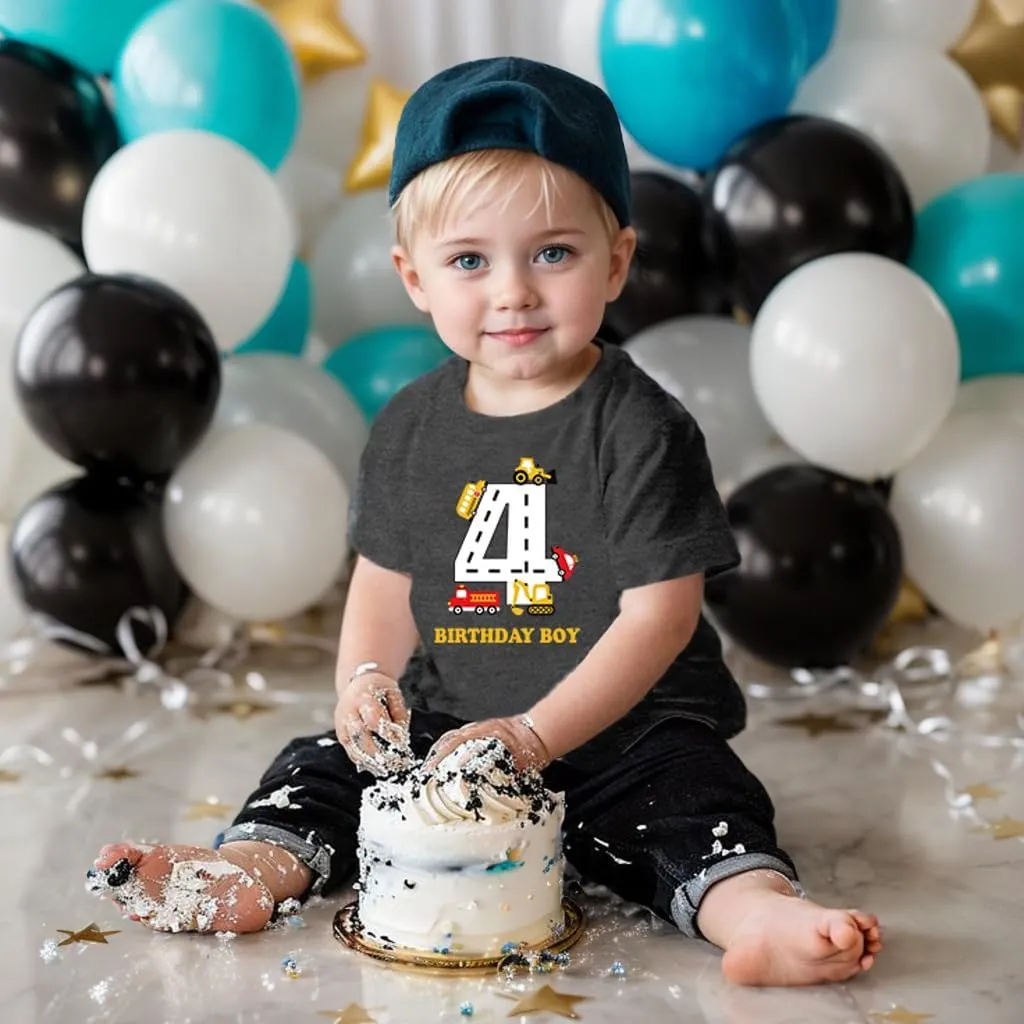 Birthday Boy Shirt Toddler Boys Construction Excavator Graphic Tee Birthday Boy Party Outfit 2-6 Years