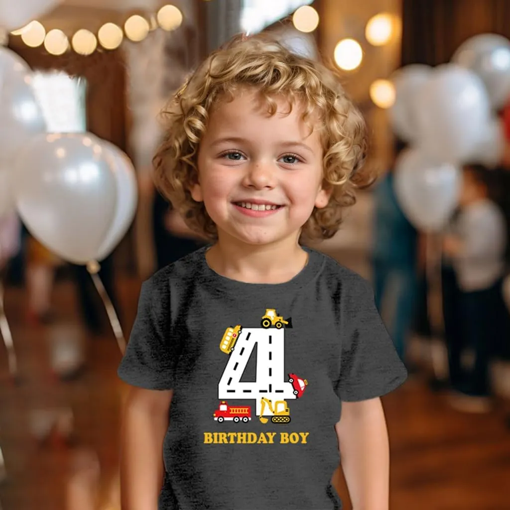 Birthday Boy Shirt Toddler Boys Construction Excavator Graphic Tee Birthday Boy Party Outfit 2-6 Years