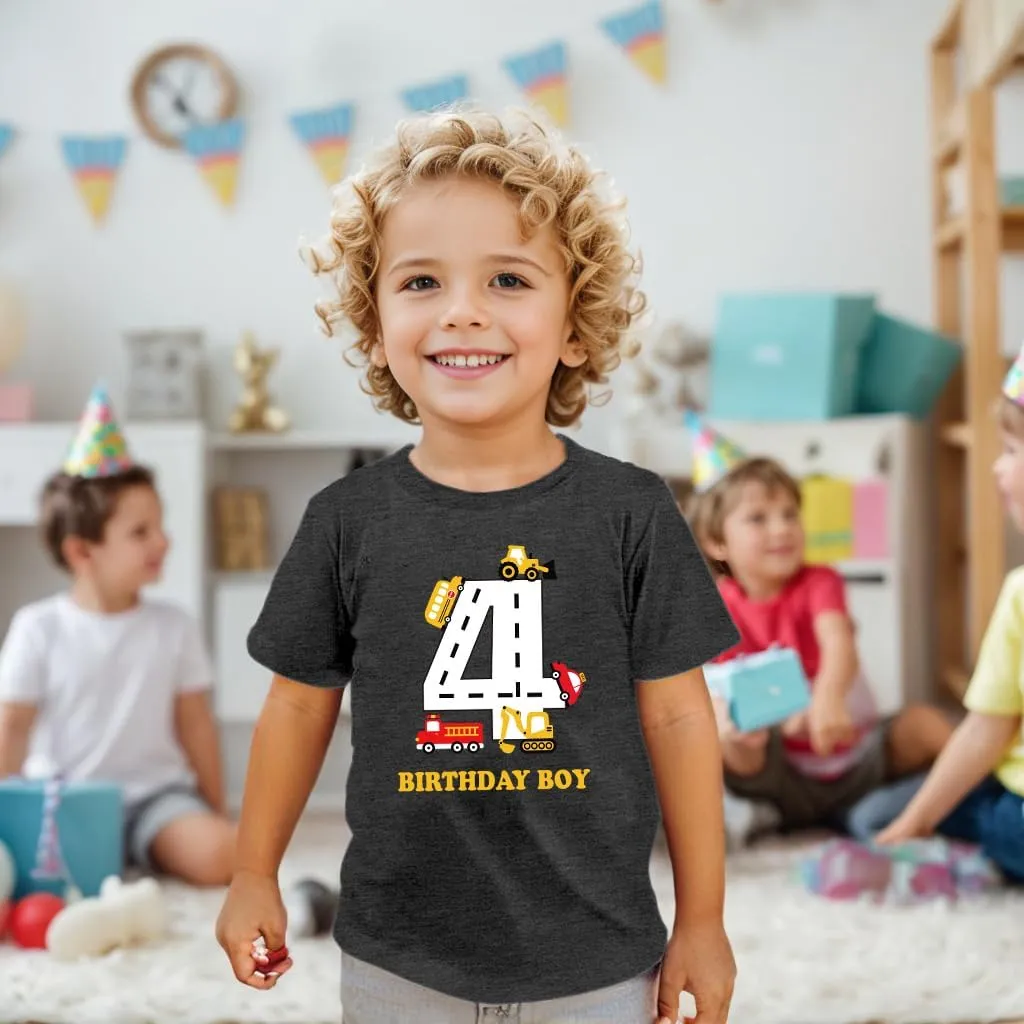 Birthday Boy Shirt Toddler Boys Construction Excavator Graphic Tee Birthday Boy Party Outfit 2-6 Years