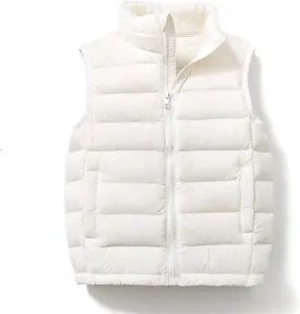 Boys Girls Lightweight Down Vest, Winter Warm Zip Up Sleeveless Vest, Water-Resistant Packable Puffer Jacket