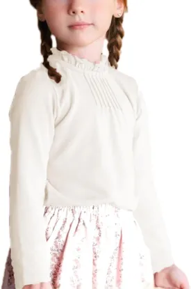 Colorful Childhood Girls Puff Long Sleeve T Shirt Fall Princess Pleated Ruffles Collar Blouses Spring Tops