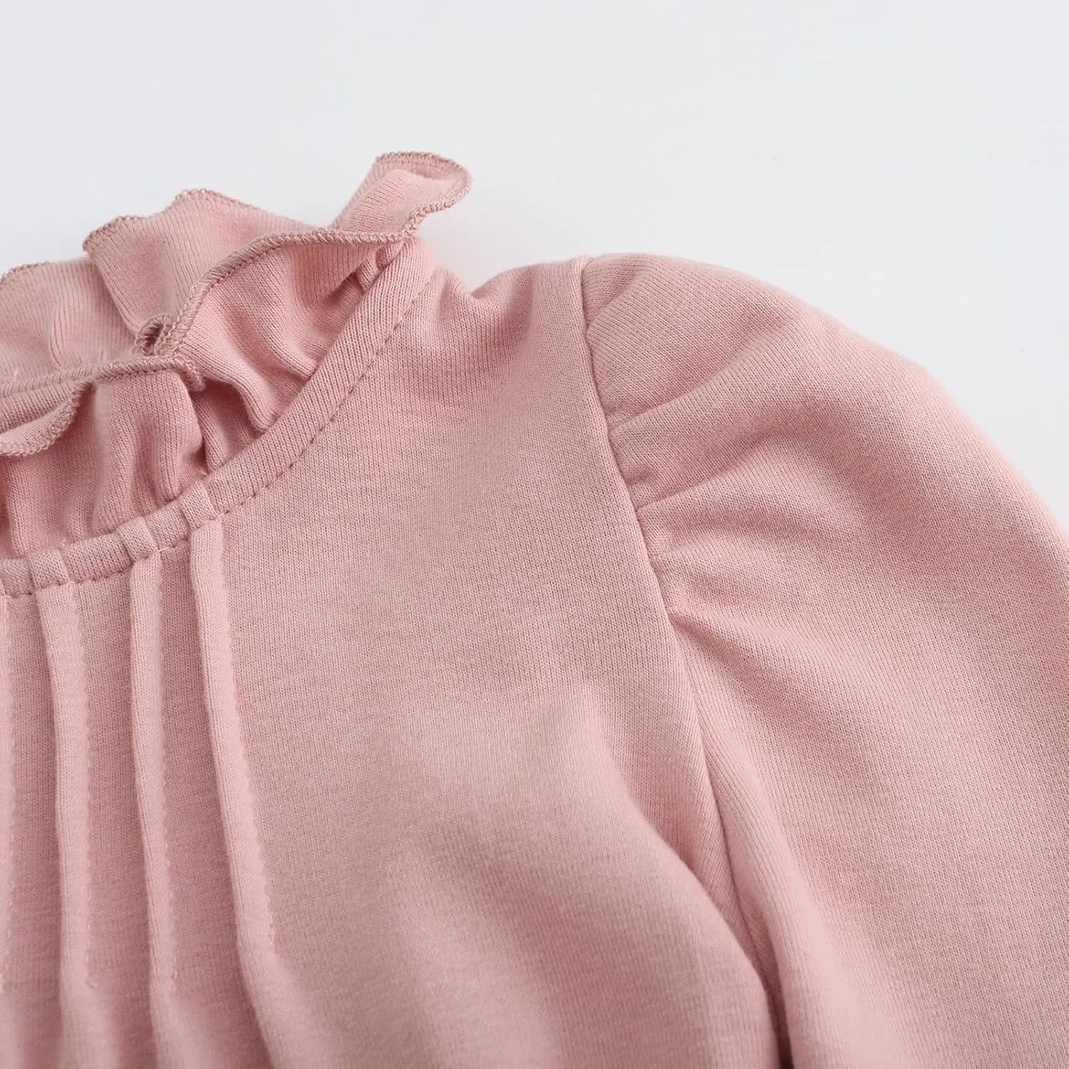 Colorful Childhood Girls Puff Long Sleeve T Shirt Fall Princess Pleated Ruffles Collar Blouses Spring Tops