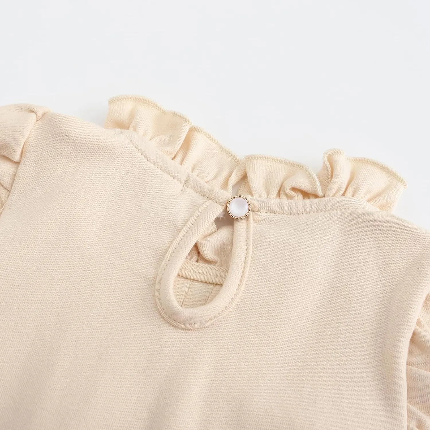 Colorful Childhood Girls Puff Long Sleeve T Shirt Fall Princess Pleated Ruffles Collar Blouses Spring Tops