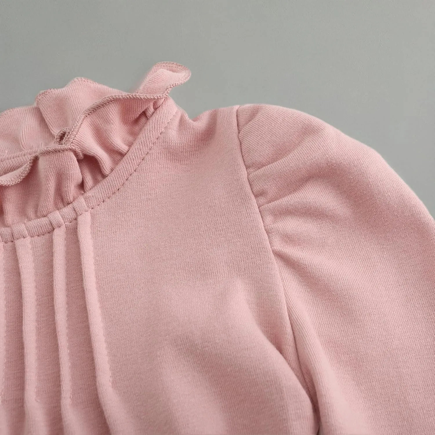 Colorful Childhood Girls Puff Long Sleeve T Shirt Fall Princess Pleated Ruffles Collar Blouses Spring Tops