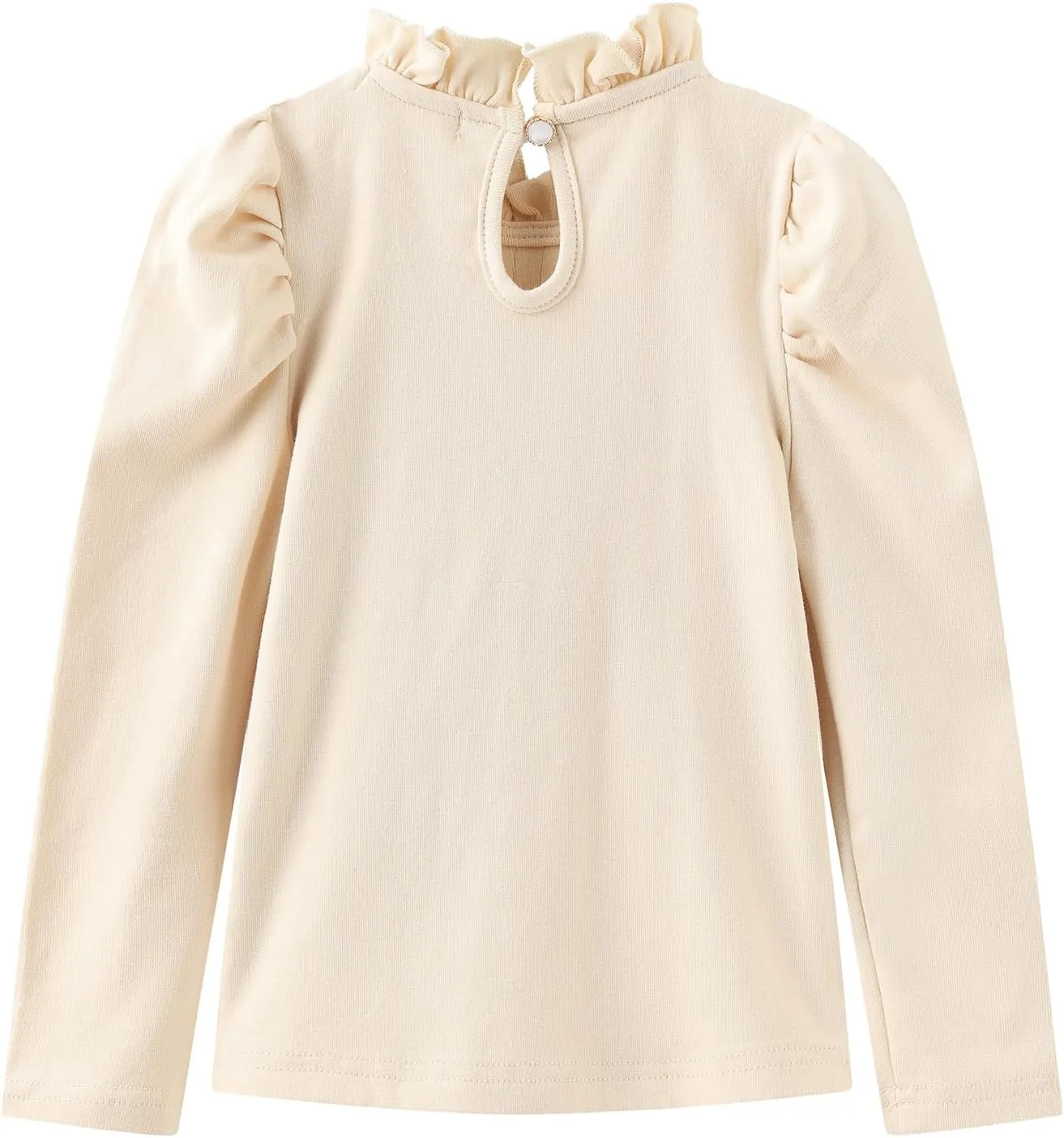 Colorful Childhood Girls Puff Long Sleeve T Shirt Fall Princess Pleated Ruffles Collar Blouses Spring Tops