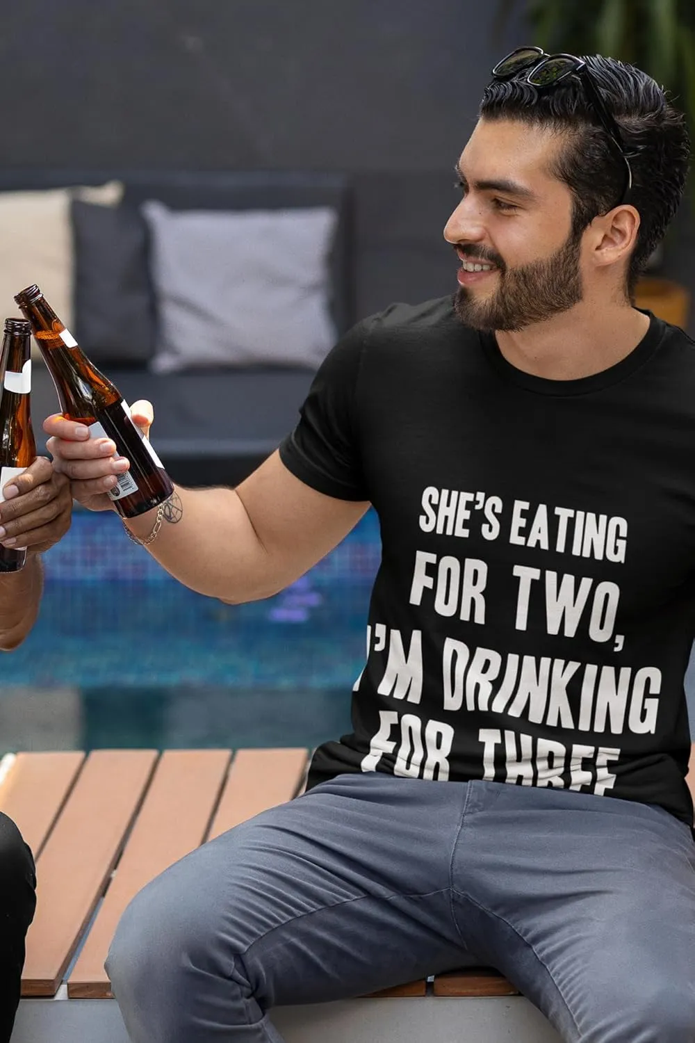 Drinking for Three Funny New Dad T-Shirt, Pregnancy Announcement Tee for Daddy, Joke Gifts for Father