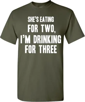 Drinking for Three Funny New Dad T-Shirt, Pregnancy Announcement Tee for Daddy, Joke Gifts for Father