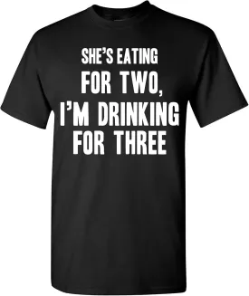 Drinking for Three Funny New Dad T-Shirt, Pregnancy Announcement Tee for Daddy, Joke Gifts for Father