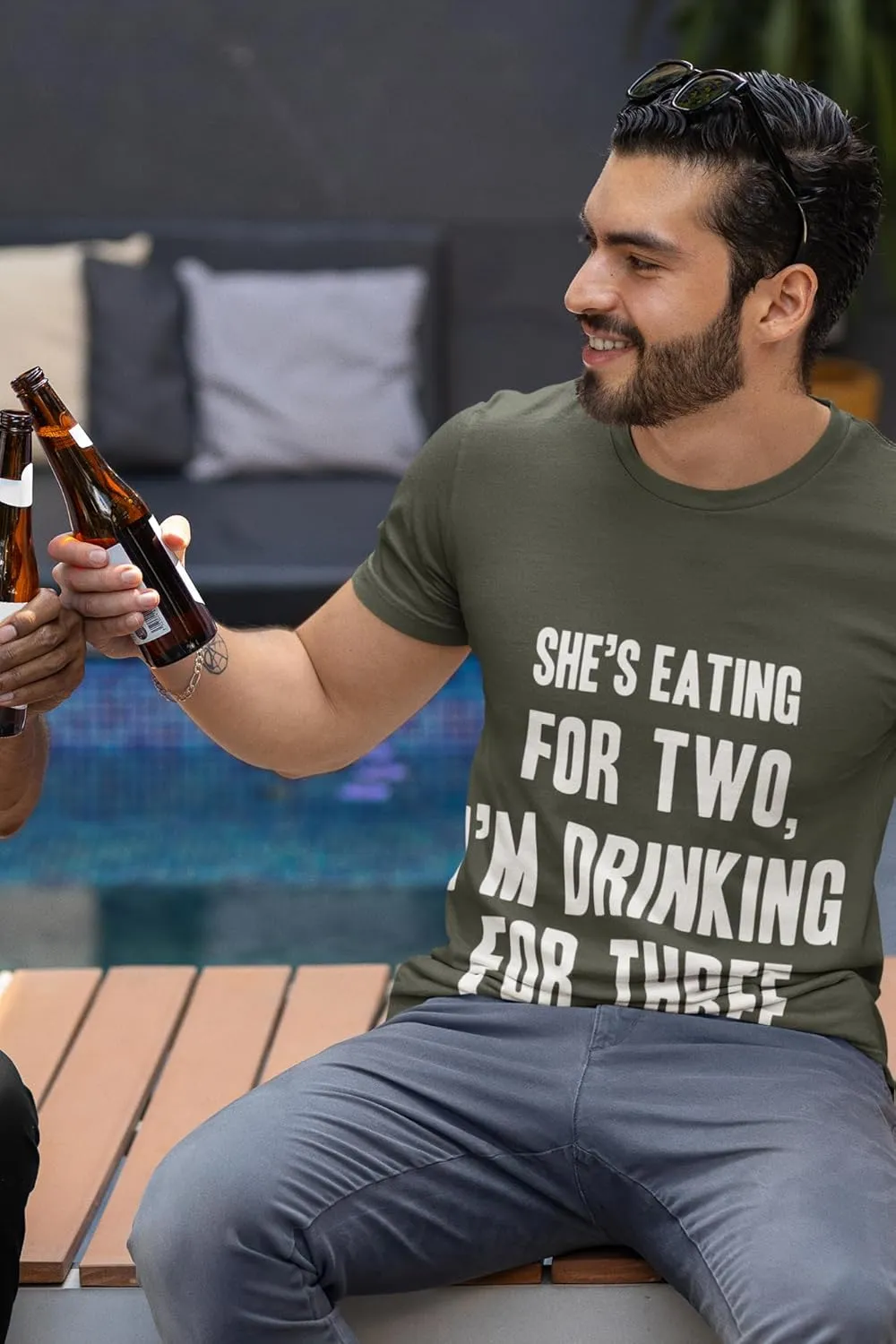 Drinking for Three Funny New Dad T-Shirt, Pregnancy Announcement Tee for Daddy, Joke Gifts for Father