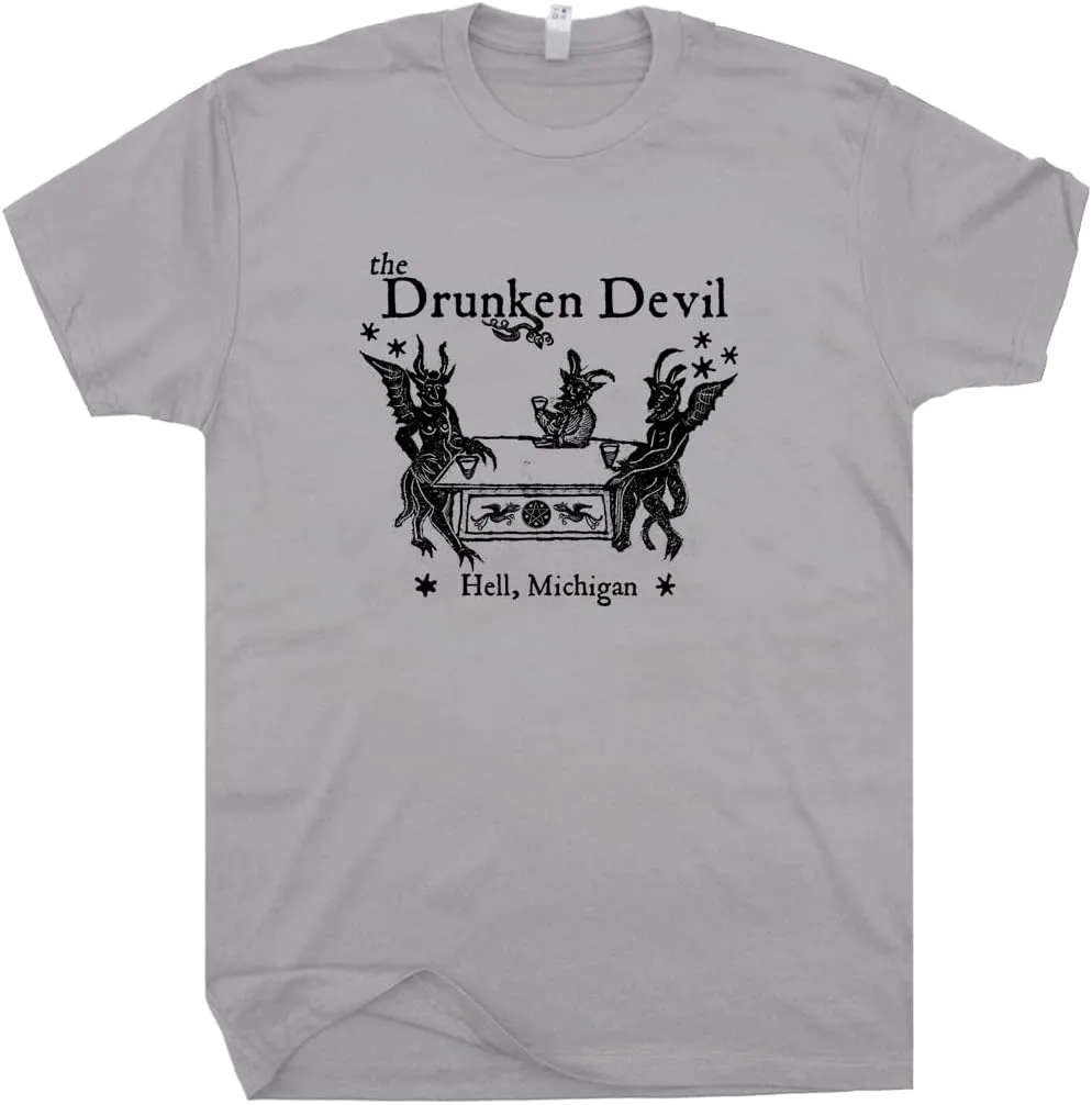 Drunk Devil Dive Bar T Shirt Cool Vintage Famous Beer Pub Tshirts for Men Women Retro Motorcycle Biker Tavern Tee