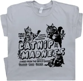 Funny Cat Shirt for Men Women Guys Catnip Madness T Shirt Cute Kitten Cat Shirts Cool Meowdy Crazy Silly Retro Graphic Tee