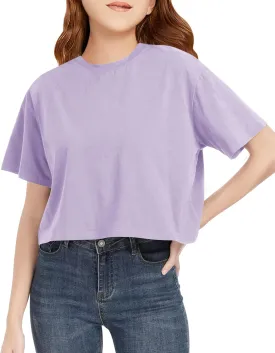 Girls Summer Crop Tops Kids Fashion Oversized Crew Neck Cropped Short Sleeve T Shirts Basic Tees Size 5-14 Years