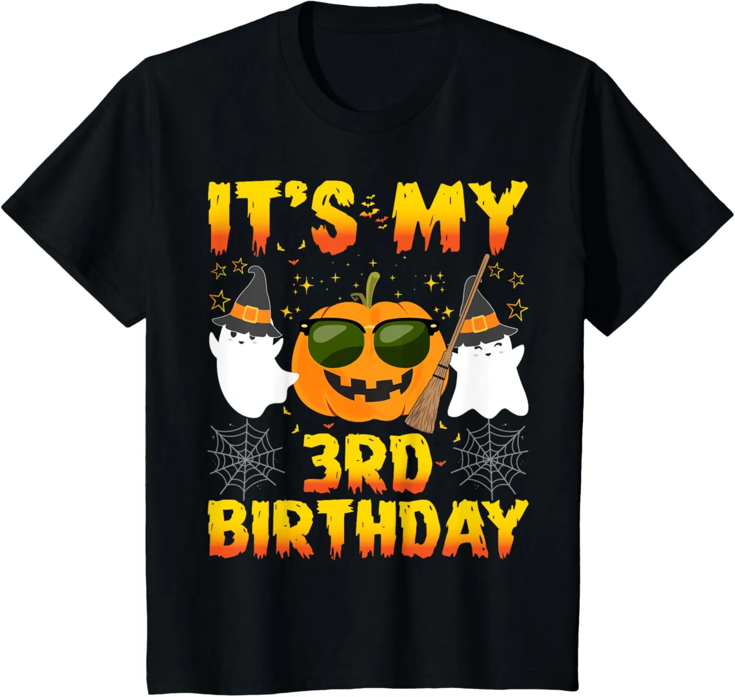 Kids Halloween Birthday 3 Year Old Boy Girl 3rd Birthday Costume T-Shirt