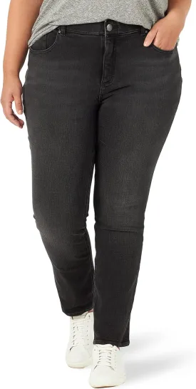 Lee Women's Plus Size Ultra Lux Mid-Rise Slim Fit Straight Leg Jean