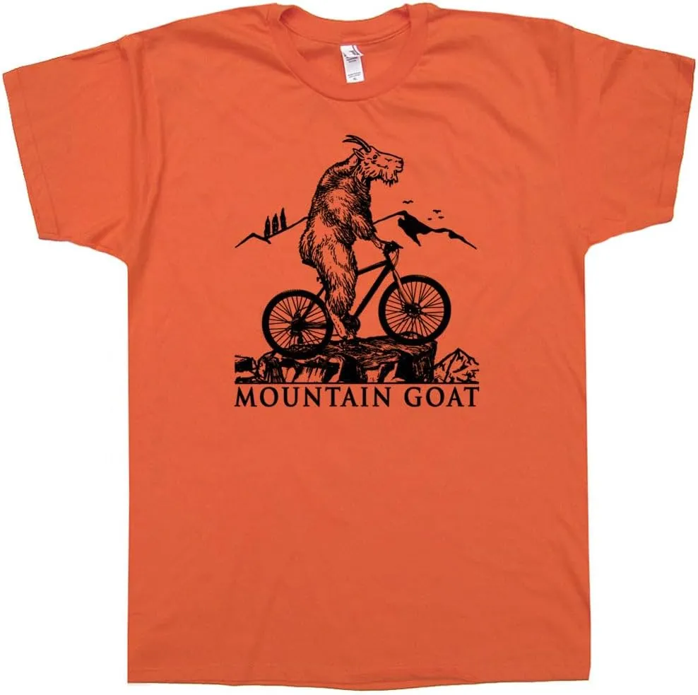 Mountain Bike T Shirt Goat Bicycle Shirt for Men Women Boys Funny Biking Graphic Tee Cool Goat Riding Retro MTB Tshirt