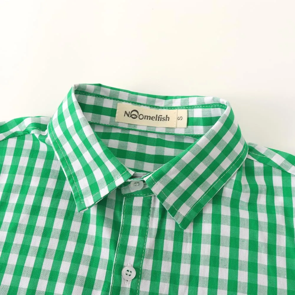 Noomelfish Girls Long Sleeve Button Down Shirt Tie Front Blouse Tops (5-12 Years)