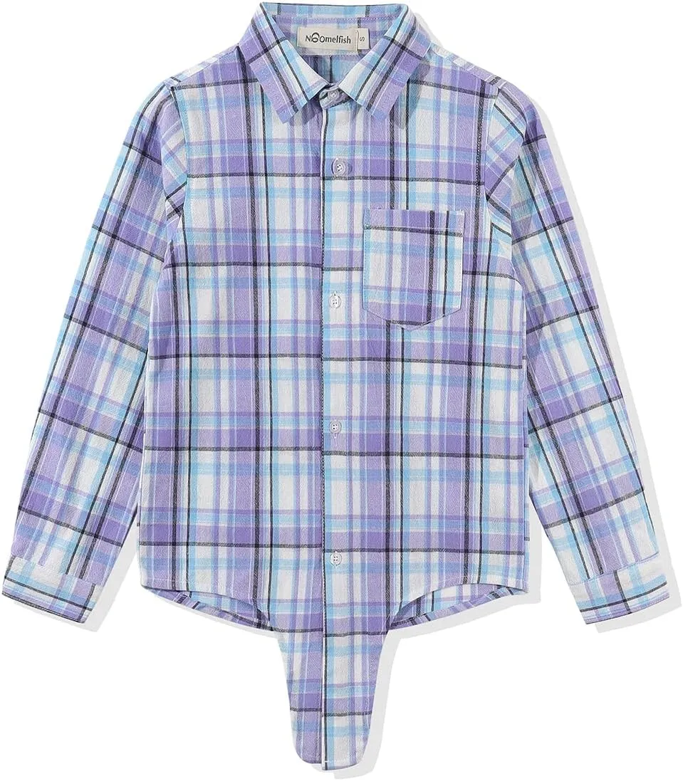 Noomelfish Girls Long Sleeve Button Down Shirt Tie Front Blouse Tops (5-12 Years)