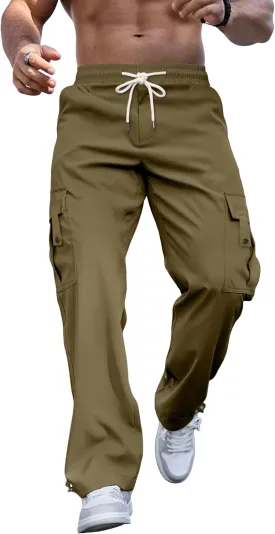 PLEPAN Men's Casual Cargo Pants Stretch Sweatpants Streetwear Trousers Hiking Drawstring Elastic Waist Workout Joggers