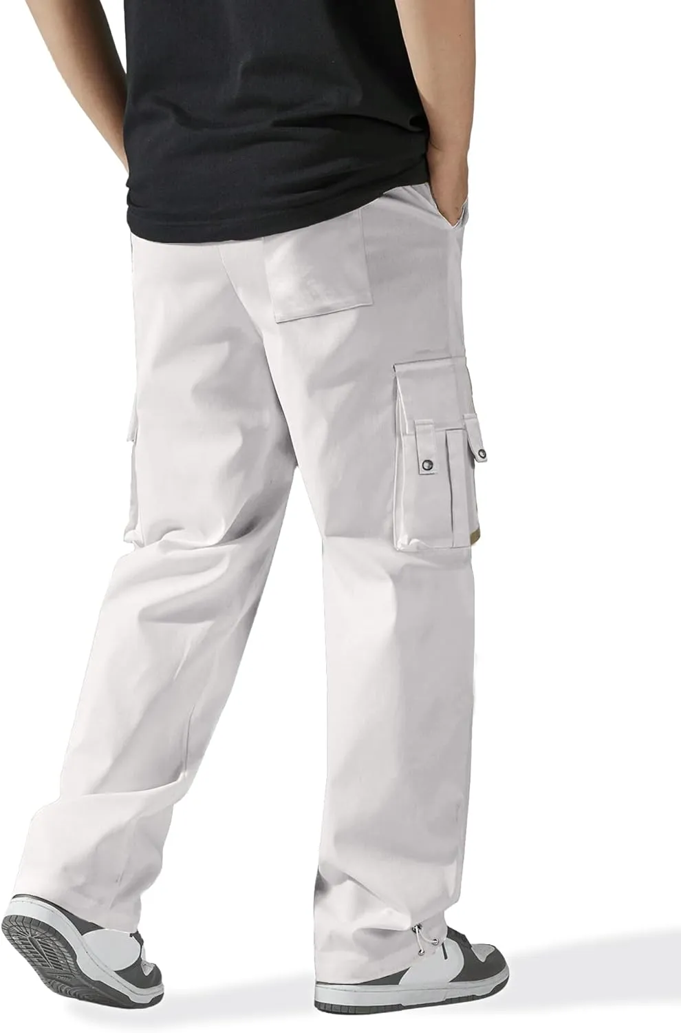 PLEPAN Men's Casual Cargo Pants Stretch Sweatpants Streetwear Trousers Hiking Drawstring Elastic Waist Workout Joggers
