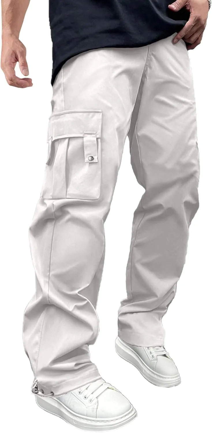 PLEPAN Men's Casual Cargo Pants Stretch Sweatpants Streetwear Trousers Hiking Drawstring Elastic Waist Workout Joggers
