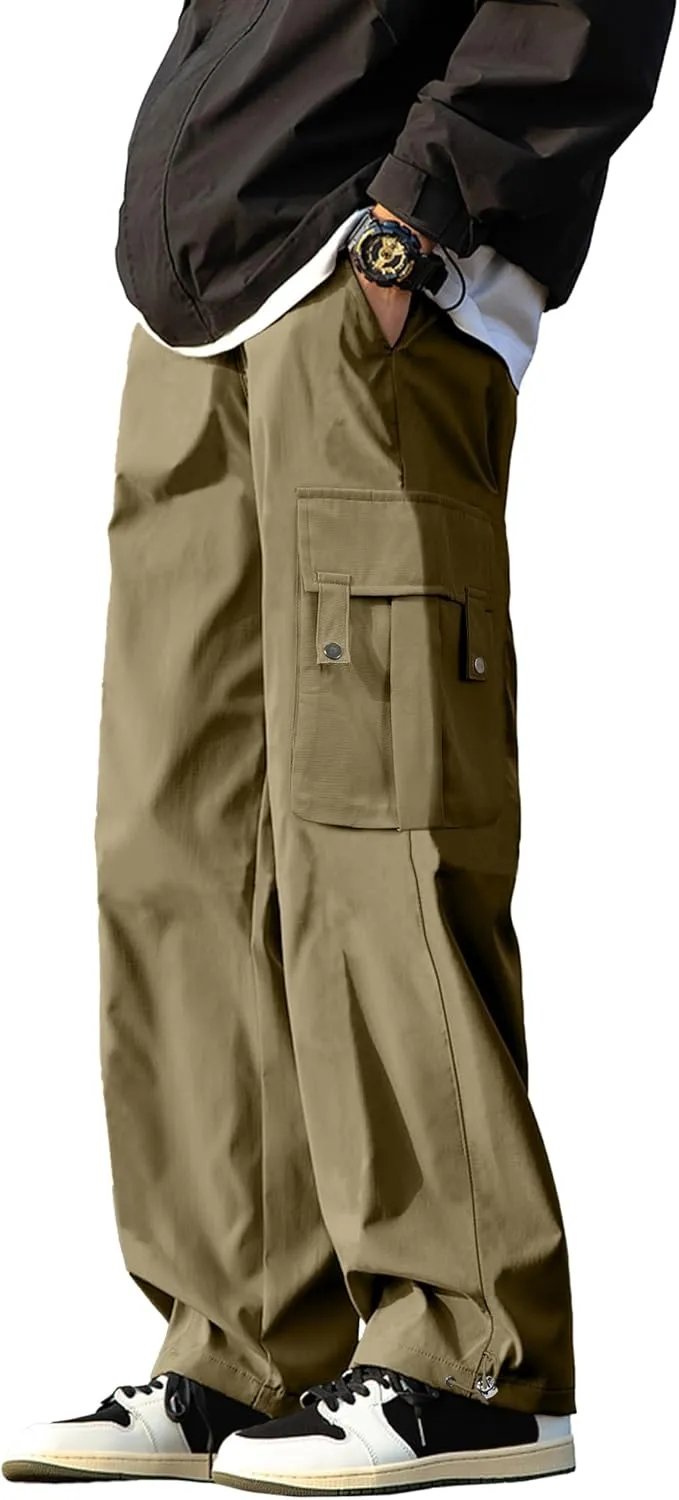 PLEPAN Men's Casual Cargo Pants Stretch Sweatpants Streetwear Trousers Hiking Drawstring Elastic Waist Workout Joggers