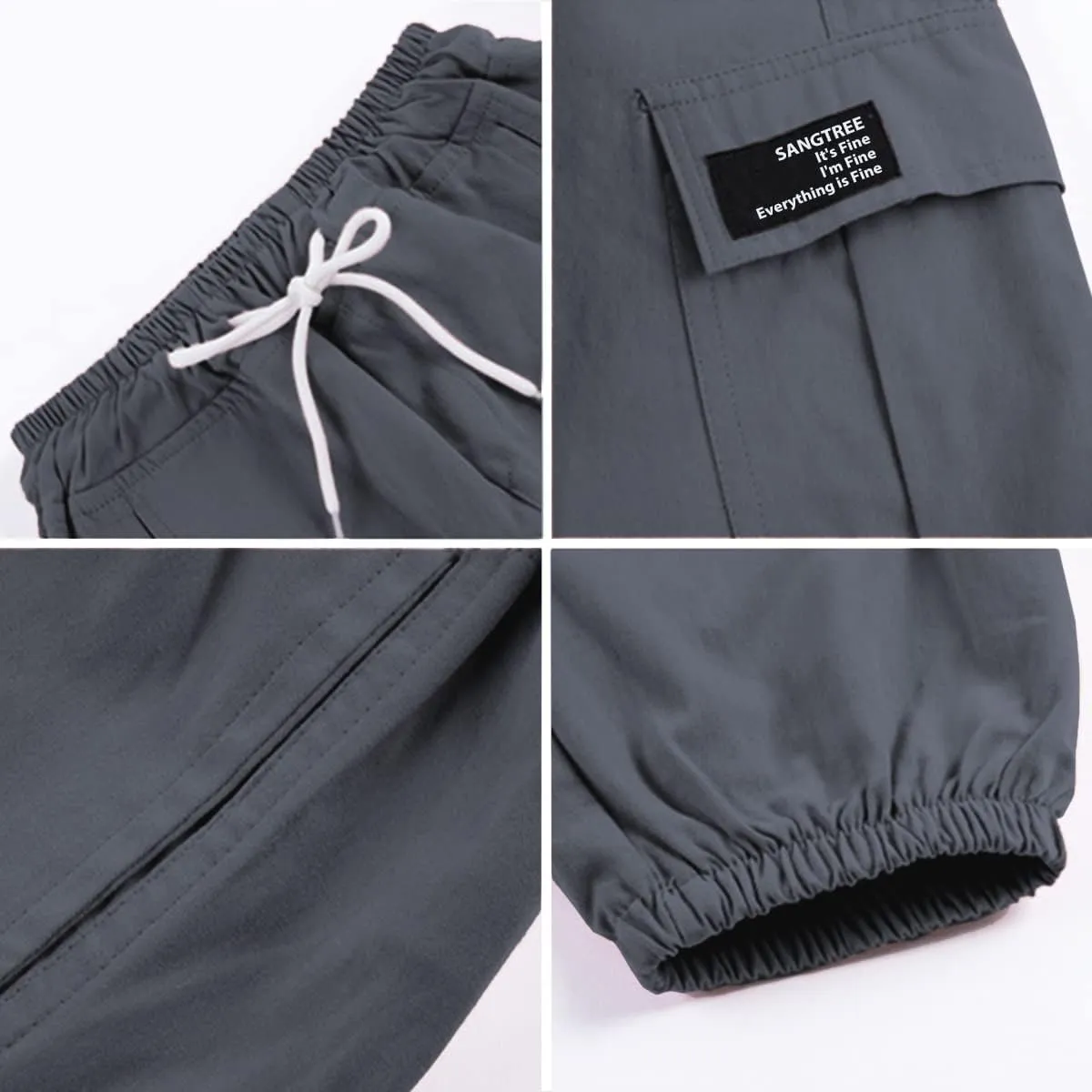 SANGTREE Girls & Womens Drawstring Cargo Jogger Pants,3 Years - Women 3XL