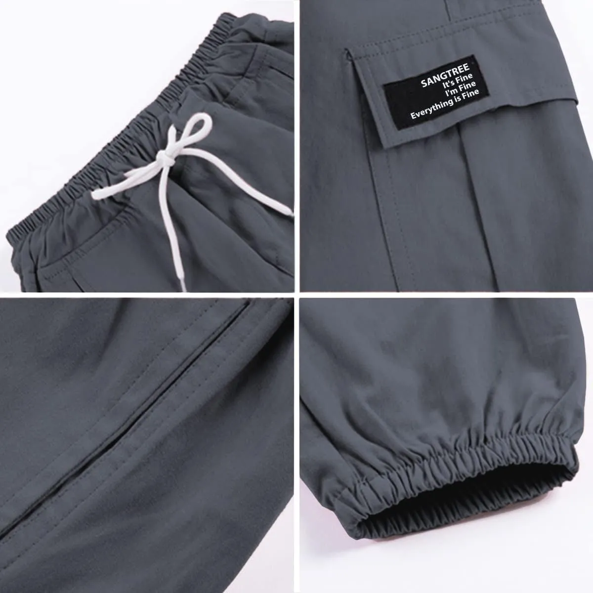 SANGTREE Girls & Womens Drawstring Cargo Jogger Pants,3 Years - Women 3XL