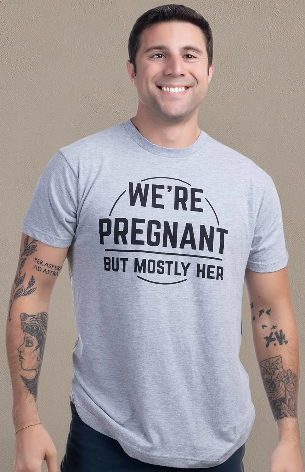 We're Pregnant, but Mostly Her | Funny New Dad Father Pregnancy Announcement Gender Reveal Joke T-Shirt