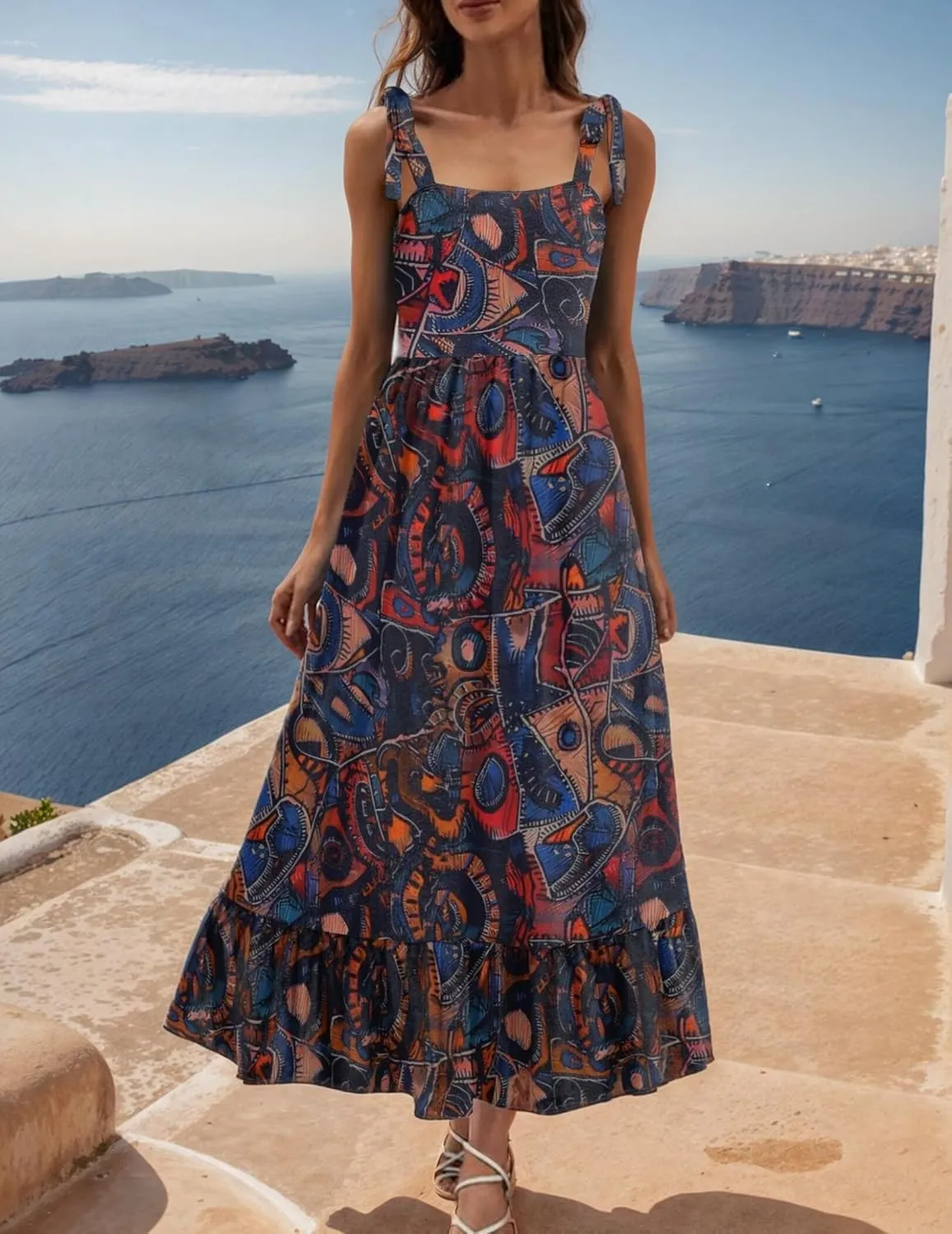 Zeagoo Women Summer Maxi Dress with Pockets 2025 Spaghetti Strap Sundress Casual Flowy Boho Dress Floral Tiered Beach Dress